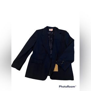 Vintage women’s navy wool blazer, size 12 petite